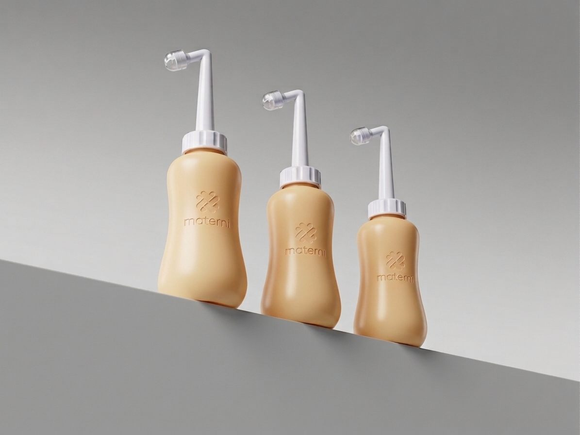 Materni peri bottle with retractable nozzle